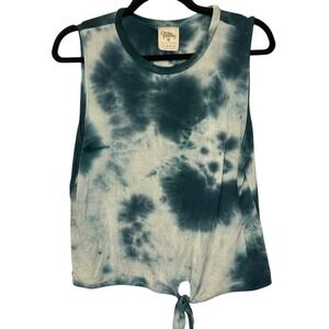 Dirtee Laundry Tie Front Tank Top‎ Women's Medium Green Tie Dye Sleeveless